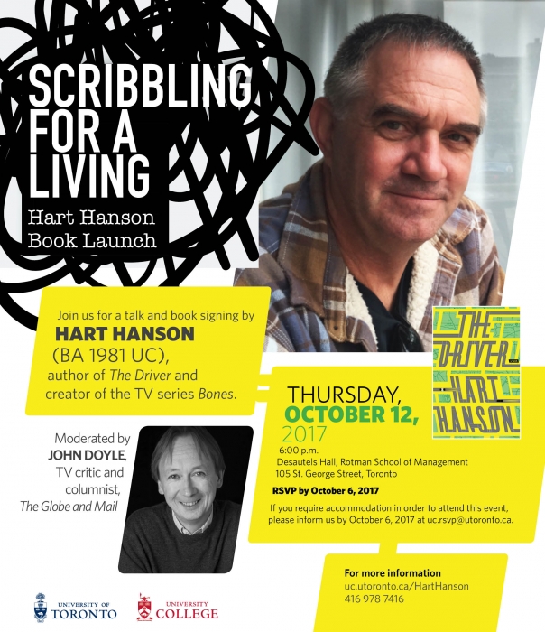 Scribbling for a Living: Talk and Book Launch with University of Toronto Alum, Hart Hanson
