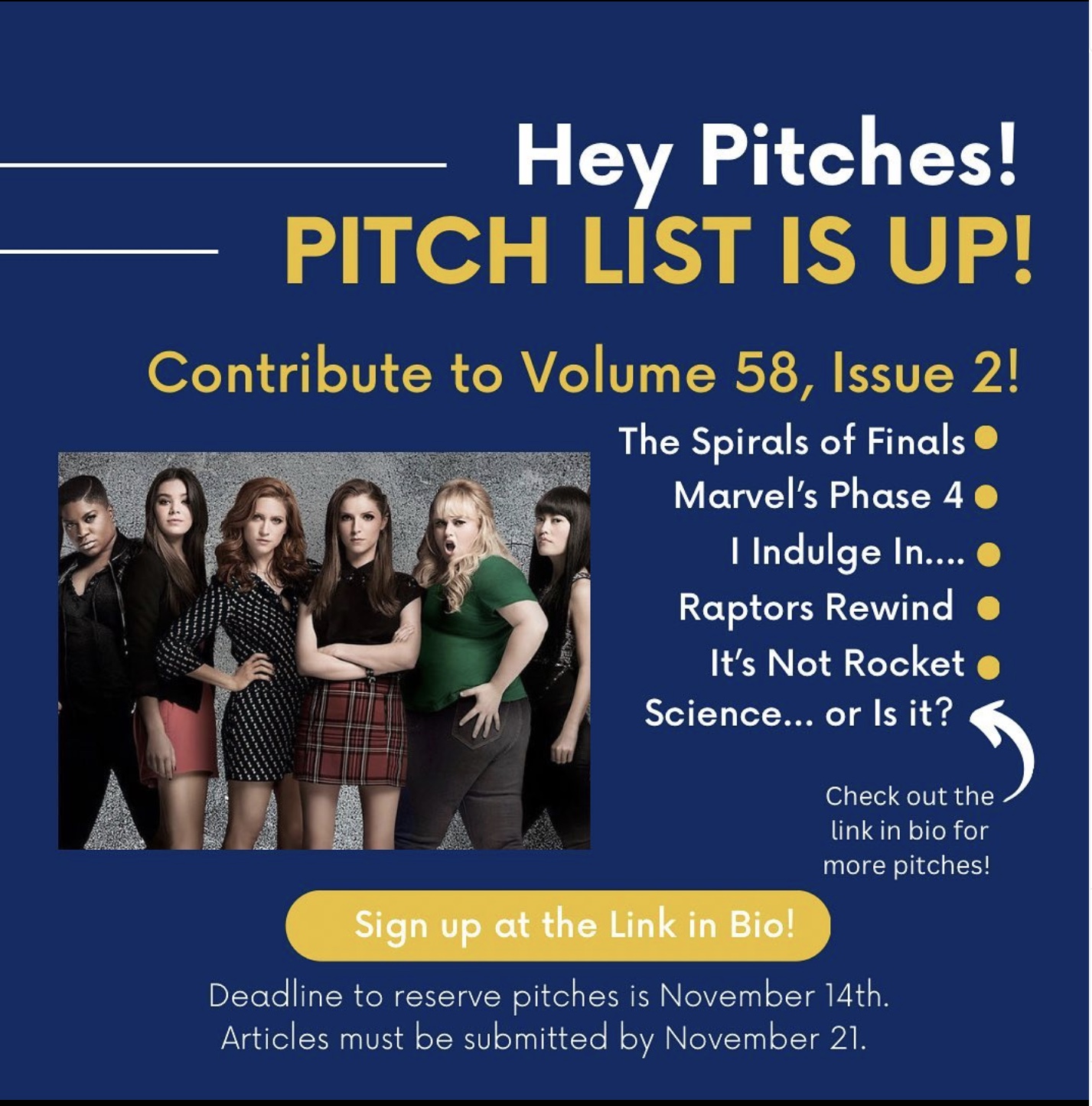 Hey Pitches!  Pitch List is Up!