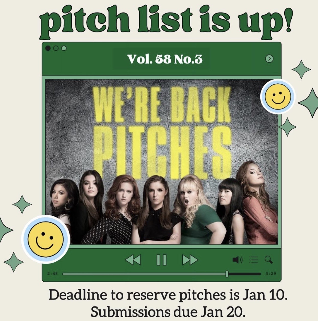 Hey Pitches! VOL58 Issue 3 Pitch list is Out!